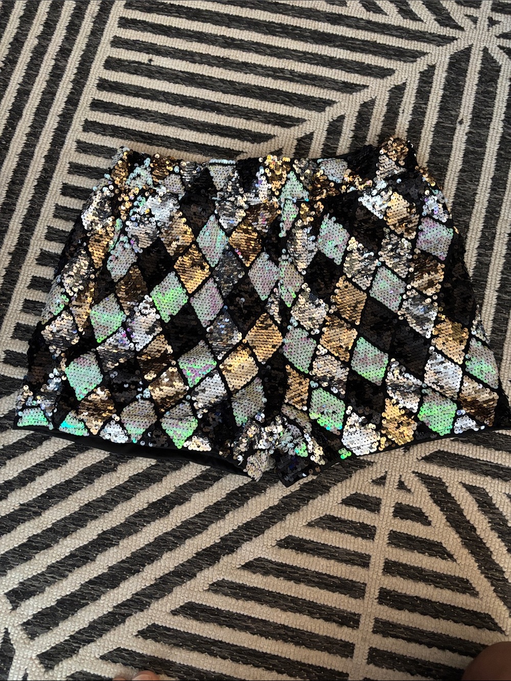 Harlequin Sequin Men’s Shorts - Black & Gold